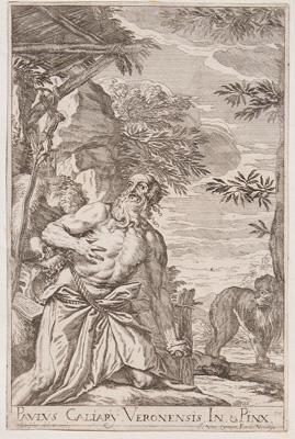 Veronese etching from 1682 St. Jerome in the Wilderness